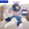 Picture of kzrfojy Cat Surgery Recovery Suit Cat Onesie for Cats After Surgery for Surgical Abdominal Wound Or Skin Diseases E-Collar Alternative Wear Cat Neutering Bodysuit Wear (Dark-Blue-S)