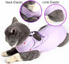 Picture of kzrfojy Cat Surgery Recovery Suit Cat Onesie for Cats After Surgery Spay Surgical Abdominal Wound Skin Diseases E-Collar Alternative Wear (Purple-S)