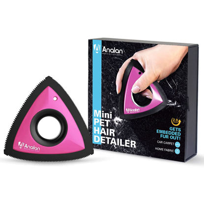 Picture of Analan Mini Pet Hair Remover for Car Detailing, Auto Interior, Furniture, Couch, and Carpet, Effective Triangle Carpet Dog Hair Remover - Lint and Fur Cleaning Supplies