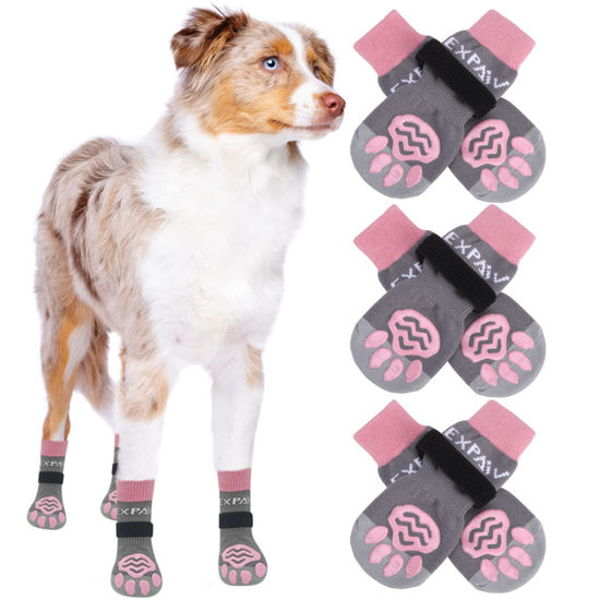 Picture of EXPAWLORER Anti-Slip Dog Socks to Prevent Licking Paws,Dog Shoes for Hot/Cold Pavement,Best Paw Protector Traction Control on Hardwood Floor,Dog Booties for Puppy Small Medium Large Senior Dogs