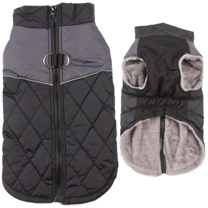 Picture of JoyDaog Warm Fleece Dog Coats for Medium Dogs,D-Rings Waterproof Puppy Jacket for Cold Winter,Black L