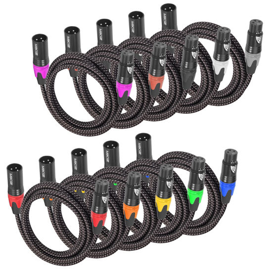 Picture of MIKIZ XLR Cables Braided 10ft 10 Packs 3 Pins XLR Male to Female Patch Cables