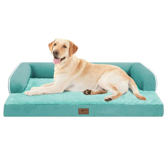 Picture of Orthopedic Large Dog Bed Washable: Large Size Dog Beds with Removable Washable Cover, XXLarge Orthopedic Aqua Blue Dog Beds for Big Pet Dogs