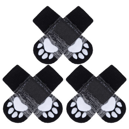 Picture of EXPAWLORER Double Side Anti-Slip Dog Socks with Adjustable Straps - Strong Grips Traction Control for Indoor on Hardwood Floor Wear, Best Paw Protector for Puppy Small Medium Large Dogs