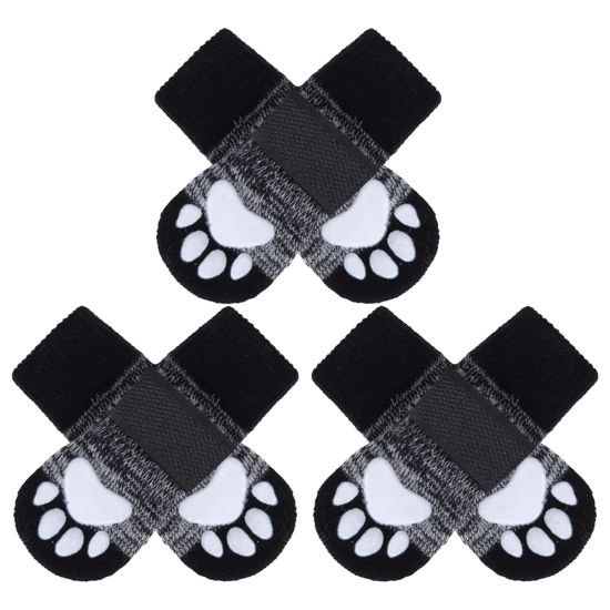 Picture of EXPAWLORER Double Side Anti-Slip Dog Socks with Adjustable Straps - Strong Grips Traction Control for Indoor on Hardwood Floor Wear, Best Paw Protector for Puppy Small Medium Large Dogs