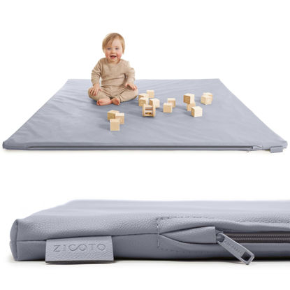 Picture of Stylish Vegan Leather Baby Play Mat - Soft, Easy to Clean Floor Mat Creates A Safe Play Area for Your Baby - The Perfect Modern Foam Playmat Fits Nicely with Your Kids Playroom Or Home Decor