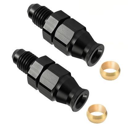 Picture of EVIL ENERGY 6AN Male to 3/8" Hardline Compression Fitting Adapter Aluminum Black 2PCS