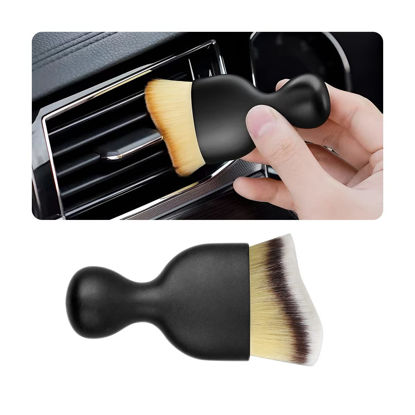 Picture of Blilo Car Interior Detailing Brush, Auto Soft Hair Cleaning Brushes, Curved Dirt Dust Collectors, Removal Tool for Dashboard Air Conditioner Vents Leather Computer, Scratch Free (3 Colors)
