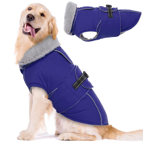 Picture of Lelepet Warm Dog Coat Reflective Dog Fleece Vest Waterproof Dog Jacket Windproof Dog Winter Coat Dog Cold Weather Coats with Adjustable Buckle XLarge Dog Coat Dog Snowsuit Dog Coat for Large Dogs， XL
