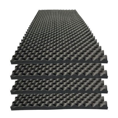 Picture of KTOESHEO 4 PCS Acoustic Panels,48''X24''X2'' Egg Crate Foam Soundproof Foam Wall Panels,High Density Fireproof Noise Cancelling Foam Studio Foam Panel,Noise (Black)