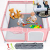 Picture of TODALE Baby Playpen 50”×50” Pink Playpen for Babies and Toddlers, Safe & Sturdy, Small Baby Play Yard with Anti-Slip Base & Breathable Mesh- Indoor & Outdoor Baby Play Pen for Toddler & Infant