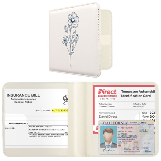 Picture of CoBak Car Registration and Insurance Holder - Vehicle Glove Box Car Organizer, Auto Truck Comparment Accessories Case for Essential Document, Driver License, Cards (Orchid)