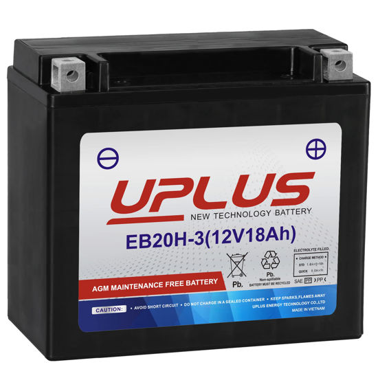 Picture of Motorcycle Battery YTX20HL-BS, UPLUS EB20H-3 Snowmobile UTV ATV YTX20L-BS YUAM320BS Maintenance Free Sealed AGM Powersports Compatible with Yamaha Honda Suzuki Harley-Davidson Kawasaki Jet Ski