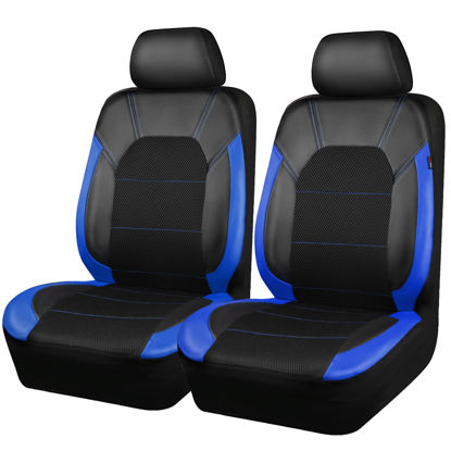 Picture of CAR PASS Universal Leather Two Front Seat Covers,Sport seat Covers fits Most Cars, SUVs, Trucks, and Vans Airbag Compatible (Black and Blue)