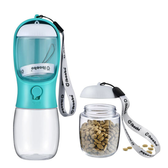 Picture of Cibaabo Dog Water Bottle with Food Container, Travel Puppy Water Bowl, Portable Pet Dispenser, Dog Stuff Accessories Items, Puppy Essentials Necessities for Yorkie Chihuahua Cat Walking and Hiking