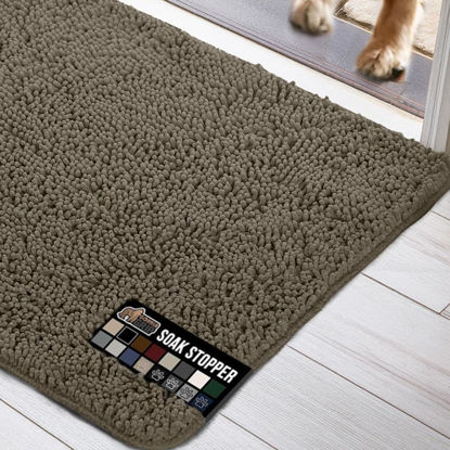 Picture of Gorilla Grip Ultra Absorbent Grippy Doormat for Muddy Dog Paws, Machine Washable Soak Stopper Rugs Cleaner Floors, Bed Mat for Dirty Dogs, Indoor Entrance Door Rug Pet Bed Mats 24x17 Cappuccino