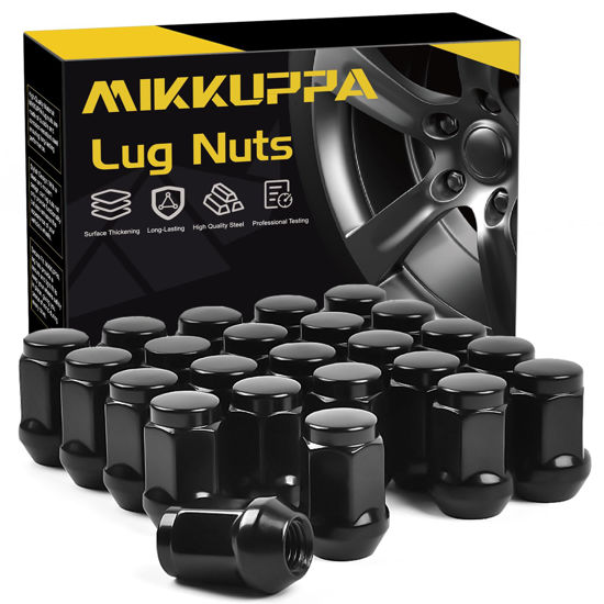 Picture of MIKKUPPA 24pcs M12x1.5 Lug Nuts - 3/4" Hex 1.4" Tall Black Closed End Lug Nuts Replacement for 2013-2024 Ford Ranger, 2012-2024 Chevy S10 Aftermarket Wheel Lug Nut