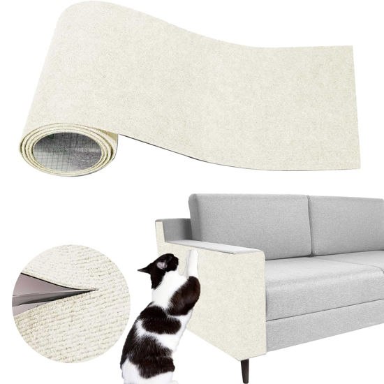 Picture of Cat Scratch Couch Furniture Protector, Adhesive Cat Scratch Pad Deterrent for Furniture, DIY Climbing Cat Scratcher Couch Protector from Cat Claws Scratching for Indoor Cat(OffWhite, 78.7x15.8Inch)