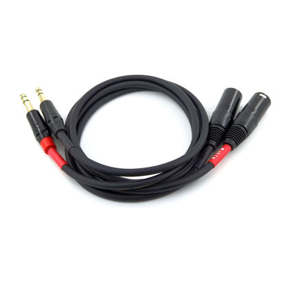 Picture of 024 XLR to 1/4 TRS Stereo Adapter, 6.35mm Dual Channel to 3-pin XLR Male, XLR to 1/4 Stereo Balanced Microphone Stereo Unbalanced Audio Converter AdapterCable (6FT)
