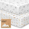 Picture of Pack and Play Sheets Fitted, 2-Pack Mini Crib Sheets - Pack N Play Sheets, Organic Fitted Crib Sheet for Pack and Play Mattress,Playard Baby Crib Sheets,Crib Sheets Neutral for Boys, Girls (KeaSafari)