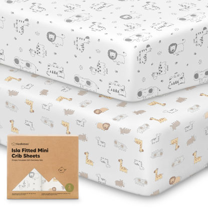 Picture of Pack and Play Sheets Fitted, 2-Pack Mini Crib Sheets - Pack N Play Sheets, Organic Fitted Crib Sheet for Pack and Play Mattress,Playard Baby Crib Sheets,Crib Sheets Neutral for Boys, Girls (KeaSafari)