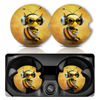 Picture of Car Coasters for Cup Holders，Car Cup Holder Coasters, 2 Pack Cup Holder Coasters for Car, Anti Slip Rubber Car Cup Mat with A Finger Notch, Cute Car Interior Accessories for Women Men 2.75" Bee
