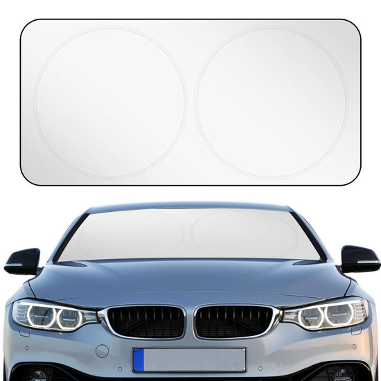 Picture of Woanger Windshield Sun Shade Foldable Car Front Window Covers for Car Accessories Sun Heat UV Rays Visor Protector Protection for Universal Cars SUV Truck (Solid Style)