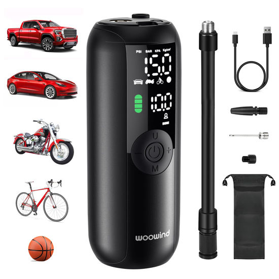 Picture of Tire Inflator Portable Air Compressor, Electric Bike Tire Pump With Gauge, Air Pump For Car Tires, 150PSI, Mobile Air Compressor for Car, Motorcycle, Electric Bike, by Woowind