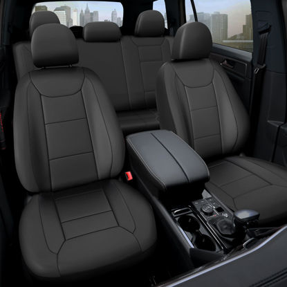 Picture of VALIHO Premium Waterproof Car Seat Cover Full Set, Front and Rear Split Bench Seat Covers for Cars with Thicker Padding, Easy to Install Car Seat Cover Set (Black)