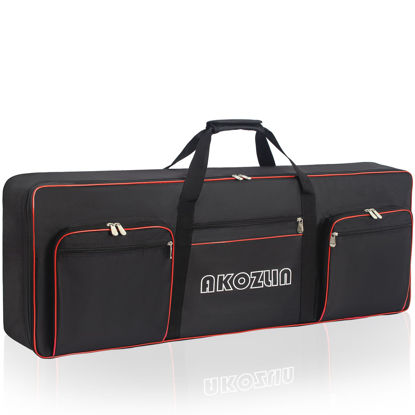 Picture of AKOZLIN 34"x13"x4" Electric Piano Keyboard 49 Key Keyboard Case Gig Bag with Adjustable Straps and 5-Pocket for Keyboard Accessaries