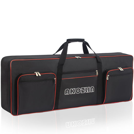 Picture of AKOZLIN 34"x13"x4" Electric Piano Keyboard 49 Key Keyboard Case Gig Bag with Adjustable Straps and 5-Pocket for Keyboard Accessaries