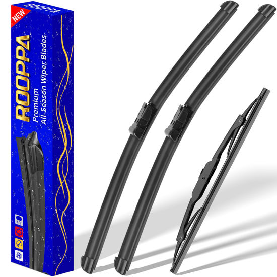 Picture of 3 wipers Replacement for Cadillac SRX 2010-2016, Windshield Wiper Blades Original Equipment Replacement - 26"/17"/12" (Set of 3) Top Lock