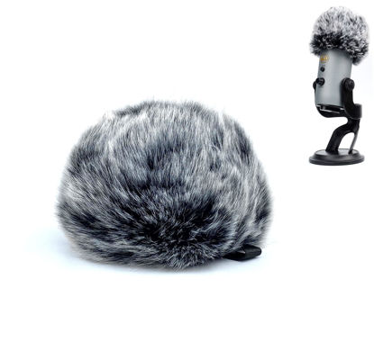 Picture of PhantAccy Pop Filter/Windscreen for Blue Yeti and Yeti Pro Microphones, Furry Mic Cover for Wind and Ambient Noise Reduction