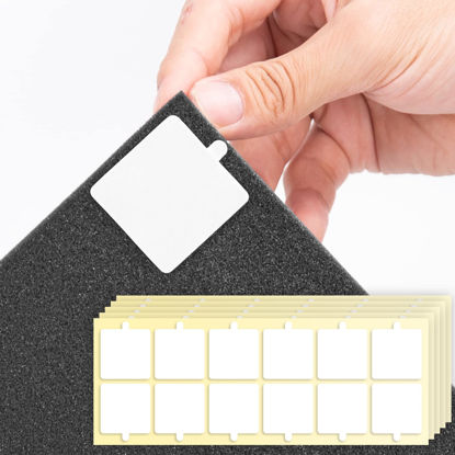 Picture of Sonicism 120 Pack Pyramid Double Sided Tape Squares for Acoustic Foam Sheets, Heavy Duty Wall Mounting Tape Squares for Polyester Foam Acoustic Panels, 1.4-in Squares, Transparent