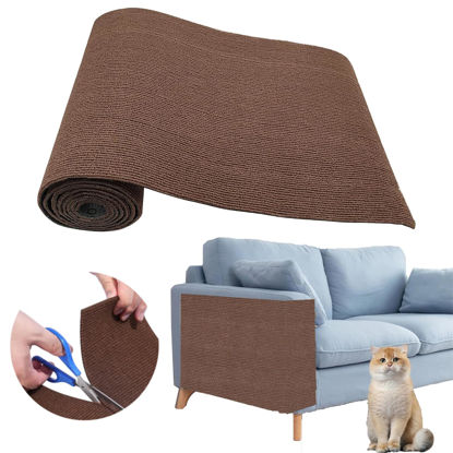 Picture of Cat Scratch Couch Furniture Protector, Adhesive Cat Scratch Pad Deterrent for Furniture, DIY Climbing Cat Scratcher Couch Protector from Cat Claws Scratching for Indoor Cat (Brown,78.7x15.8In)