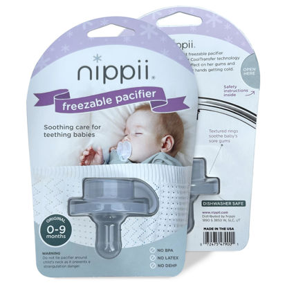 Picture of Nippii Freezable Pacifier for Teething - Silicone Teething Pacifier for Baby Teething Relief - Safe Infant Pacifier with Cooling Effect - Easy to Clean & Medical Grade BPA Free - For Babies 0-9 Months