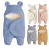 Picture of Nunibum Baby Swaddle Blanket Boys Girls Cute Bear Plush Essential Receiving Blanket Ultra-Soft Newborn Registry Sleeping Wraps for Infant 0-6 Months - Blue