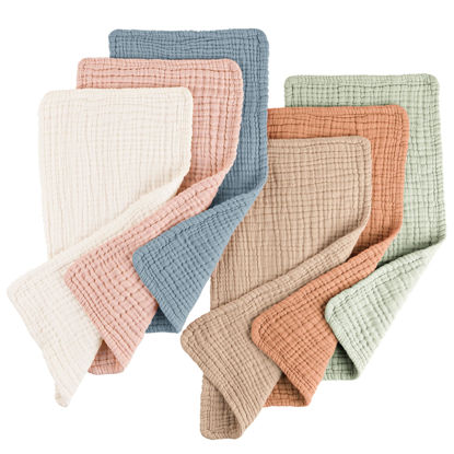 Picture of Konssy Muslin Baby Burp Cloths Sets for Unisex- 6 Pack Large 100% Cotton Burping Clothes for Newborn，Baby Girls and Boys
