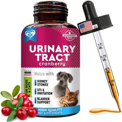 Picture of Cat & Dog Urinary Tract Infection Treatment & Natural UTI Medicine Cranberry-Kidney+Bladder Support Supplement - Best Prevention Incontinence, Bladder Stones - Pet Renal Health & UTI Care Drops