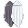 Picture of BAMBOO QUEEN 2 Pack Baby Bath Towel - Rayon Made from Bamboo, Ultra Soft Hooded Towels for Babies,Toddler,Infant - Newborn Essential -Perfect Baby Registry Gifts (White and Dark Grey, 30x30 Inch)