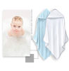 Picture of BAMBOO QUEEN 2 Pack Baby Bath Towel - Rayon Made from Bamboo, Ultra Absorbent - Ultra Soft Hooded Towels for Kids - X Large Size for 0-7 Yrs (White and Blue, 37.5 x 37.5 Inch)