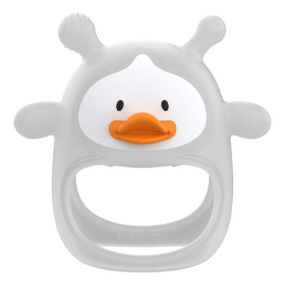 Picture of Teething Toys for Babies 0-6 Months, Never Drop Silicone Baby Teether, Hand Pacifier for Sucking Babies, Soothing Pain Relief, Best Chew Toy for Teething Baby, Teething Mitten for New Born-Transparent