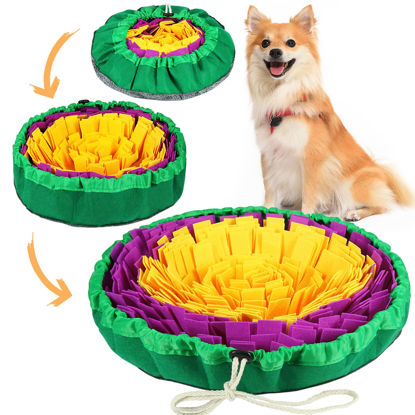 Picture of Vivifying Snuffle Mat for Dogs, Enrichment Dog Puzzle Toys for Slow Eating and Keep Busy, Adjustable Dog Sniff Mat Encourages Natural Foraging Skills and Mental Stimulation(Yellow Purple)