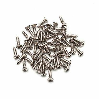 Picture of SAPHUE 3MM Electric Guitar Bass Pickguard Screws Pick Guards Scratch Plate Mounting Screws for Fender Strat ST Tele TL Stratocaster Telecaster Gibson LP Les Paul SG Guitar Pack of 50 (Chrome)