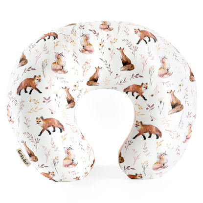 Picture of GRSSDER Nursing Pillow Cover Stretchy Minky Removable Nursing Covers for Breastfeeding Pillows, Ultra Soft Comfortable Slipcover for Girls, Pretty Fox Pattern