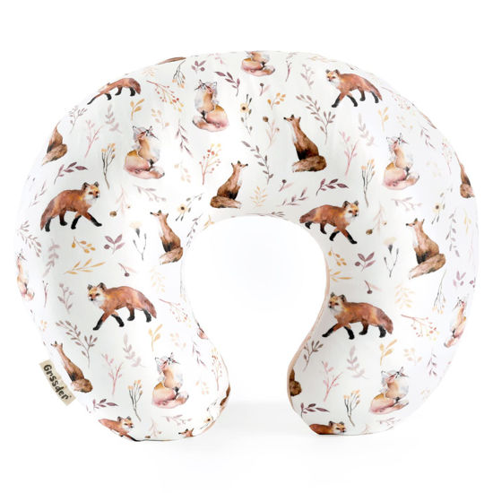 Picture of GRSSDER Nursing Pillow Cover Stretchy Minky Removable Nursing Covers for Breastfeeding Pillows, Ultra Soft Comfortable Slipcover for Girls, Pretty Fox Pattern