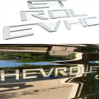 Picture of Tailgate Insert Letters Compatible with 2019 2020 2021 2022 2023 2024 3D Abs Plastic Emblems Badges with Strong Adhesive Chrome Silver