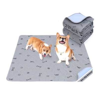 Picture of Washable Pee Pads for Dogs, 2Pack Reusable Puppy Pads, Absorbent Whelping Pads with Bone Print, Non-Slip Waterproof Pet Training Pads for Couch, Crate, Potty Training 18x24