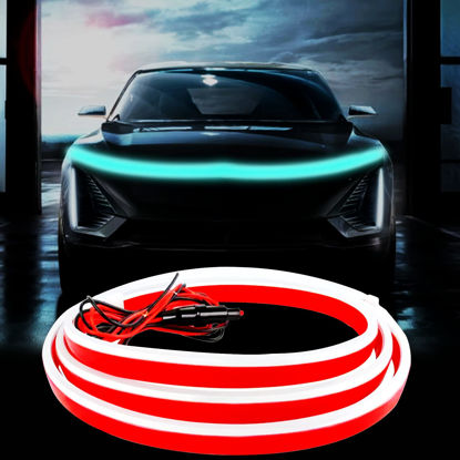 Picture of Car Hood Light Strip, 70 Inch LED Strip Lights for Car, Universal Engine Hood Guide Decorative Light Bar, 12V Flexible Headlight Waterproof Daytime Running Light for Cars, SUVs, Trucks (Ice Blue)