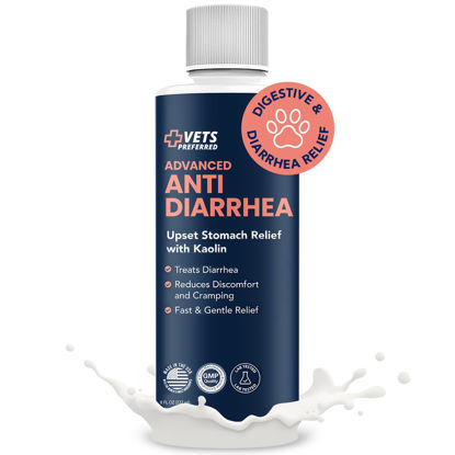 Picture of Vets Preferred Anti Diarrhea Liquid for Dogs - Dog Diarrhea Relief with Kaolin (8 oz.) | Once Every 12 Hours for Dog Diarrhea & Dog Gas Relief